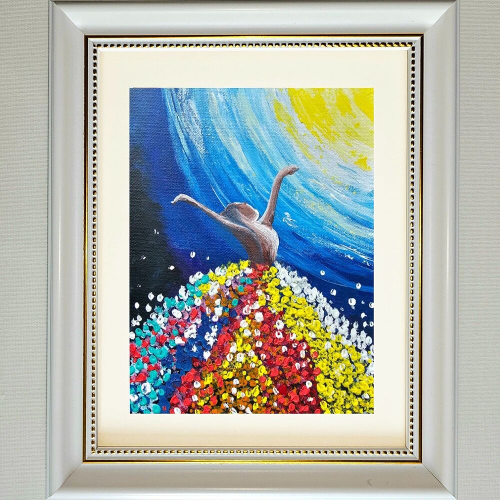 Original Acrylic Ballerina Painting, Dancer Wall Art 8x6" Framed Ballet Gift